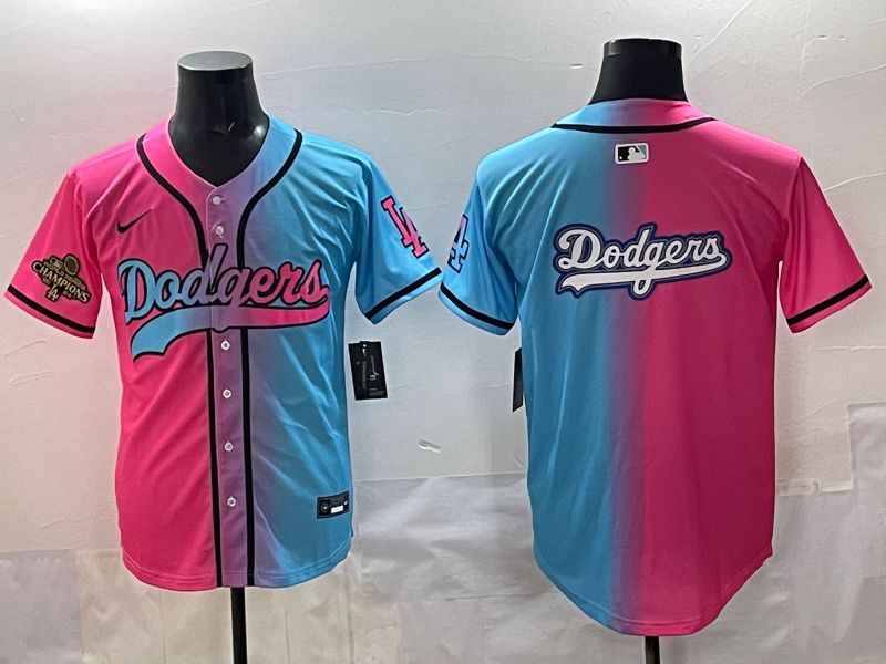Men 2025 Los Angeles Dodgers Blank Blue pink Game Nike MLB Jersey style 0025